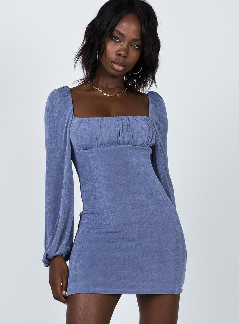 Haleema Long Sleeve Mini Dress Blue